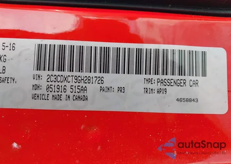 2016 Dodge Charger R/T z USA, uszkodzony, nr VIN 2C3CDXCT9GH281726